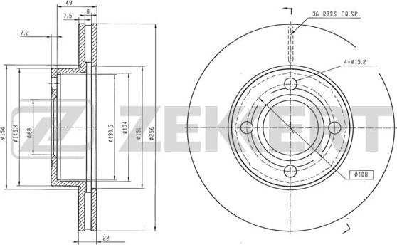 Zekkert BS-5081 - Тормозной диск avtokuzovplus.com.ua