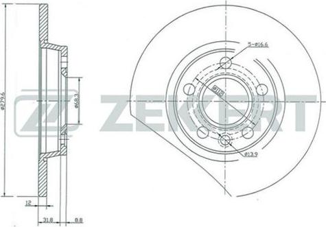 Zekkert BS-5094 - Гальмівний диск autocars.com.ua