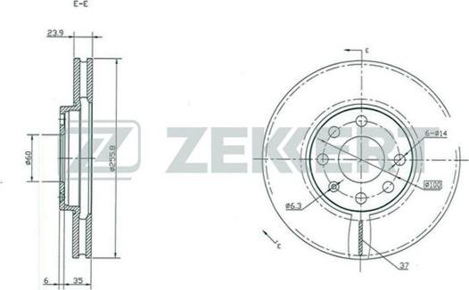 Zekkert BS-5100 - Тормозной диск avtokuzovplus.com.ua