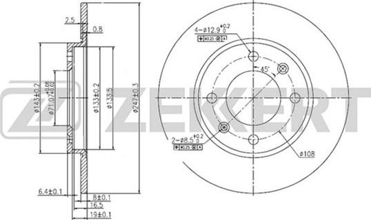 Zekkert BS-5114 - Тормозной диск avtokuzovplus.com.ua