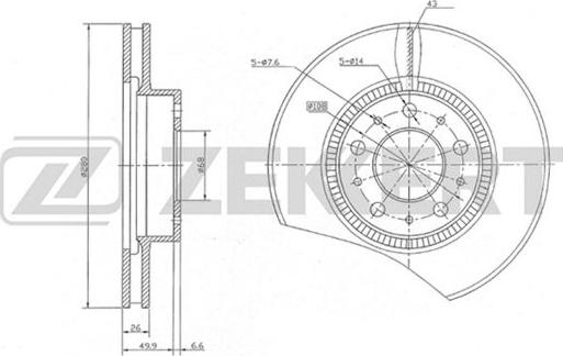 Zekkert BS-5121 - Тормозной диск avtokuzovplus.com.ua