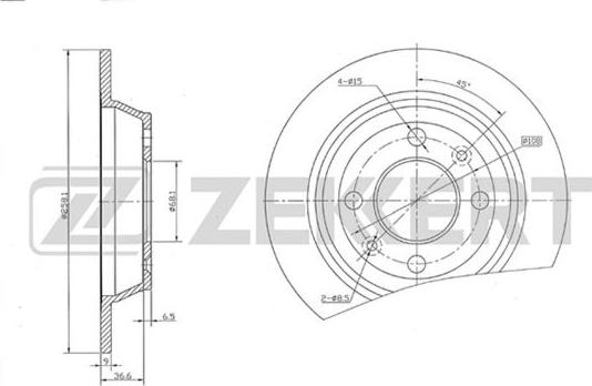 Zekkert BS-5128 - Тормозной диск avtokuzovplus.com.ua