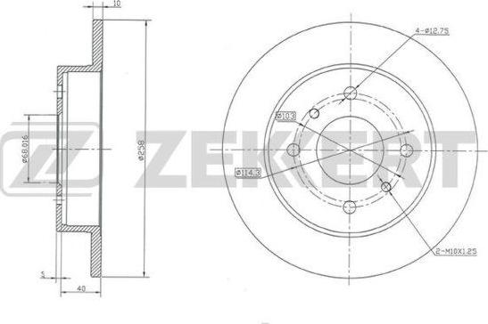 Zekkert BS-5176 - Тормозной диск avtokuzovplus.com.ua