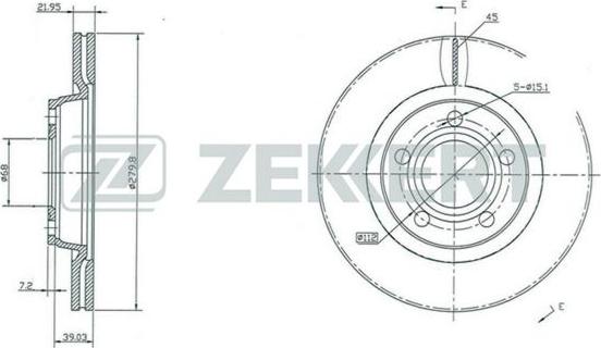 Zekkert BS-5195 - Гальмівний диск autocars.com.ua