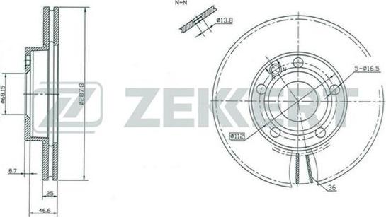 Zekkert BS-5198 - Гальмівний диск autocars.com.ua