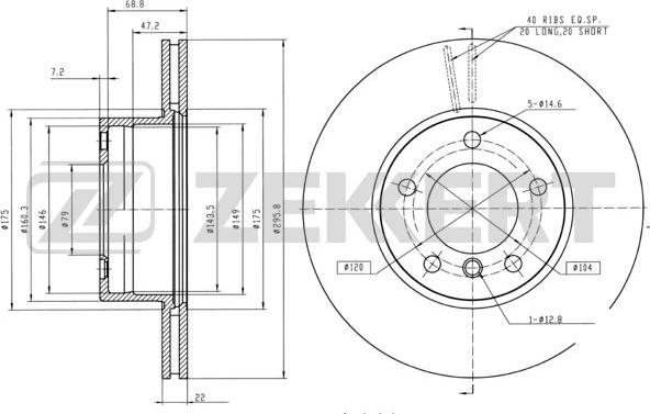 Zekkert BS-5209B - Тормозной диск avtokuzovplus.com.ua