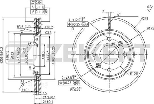 Zekkert BS-5229 - Тормозной диск avtokuzovplus.com.ua