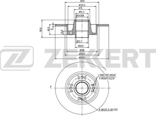 Zekkert BS-5232BZ - Гальмівний диск autocars.com.ua