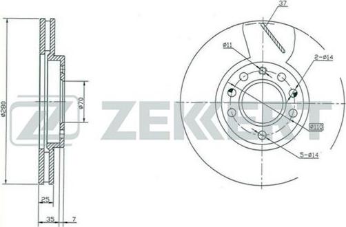 Zekkert BS-5247 - Тормозной диск avtokuzovplus.com.ua