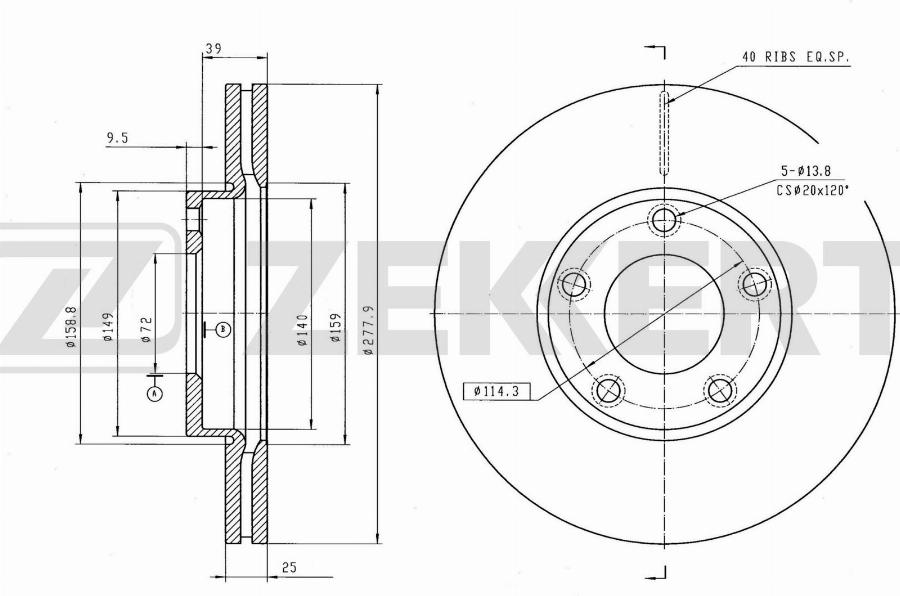 Zekkert BS-5252B - Тормозной диск autodnr.net