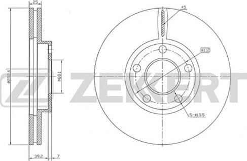 Zekkert BS-5257 - Тормозной диск avtokuzovplus.com.ua