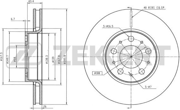 Zekkert BS-5270B - Тормозной диск avtokuzovplus.com.ua