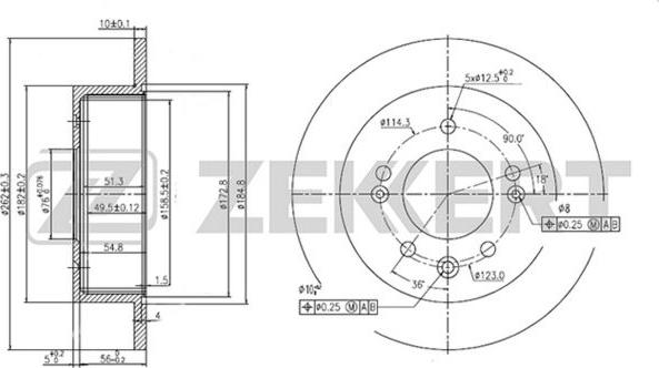 Zekkert BS-5271 - Тормозной диск avtokuzovplus.com.ua