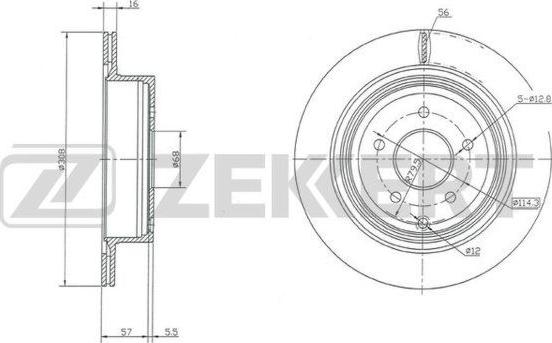 Zekkert BS-5287 - Тормозной диск avtokuzovplus.com.ua