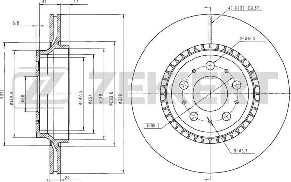 Zekkert BS-5303B - Тормозной диск avtokuzovplus.com.ua