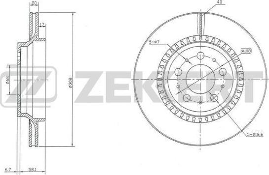 Zekkert BS-5303 - Тормозной диск avtokuzovplus.com.ua