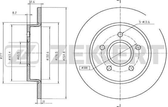 Zekkert BS-5314B - Тормозной диск autodnr.net