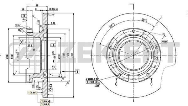 Zekkert BS-5329 - Тормозной диск avtokuzovplus.com.ua