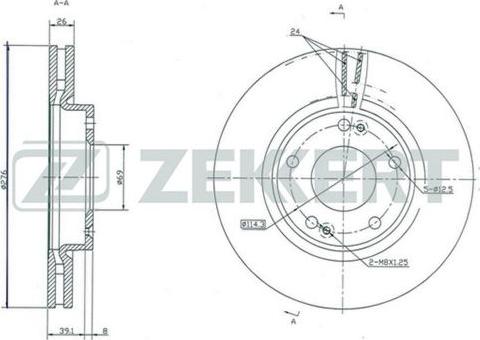 Zekkert BS-5349 - Тормозной диск avtokuzovplus.com.ua