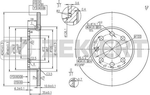 Zekkert BS-5355 - Тормозной диск autodnr.net