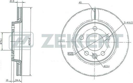 Zekkert BS-5356 - Тормозной диск avtokuzovplus.com.ua