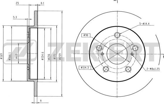 Zekkert BS-5380 - Тормозной диск avtokuzovplus.com.ua