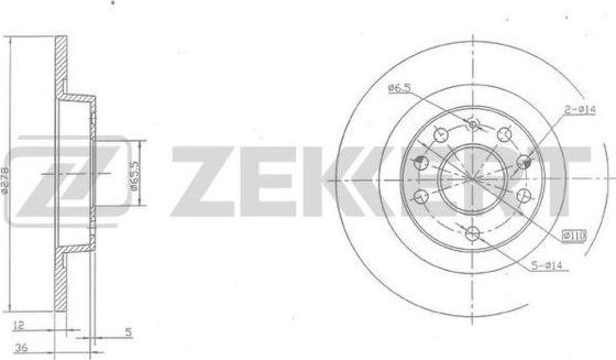 Zekkert BS-5382 - Гальмівний диск autocars.com.ua