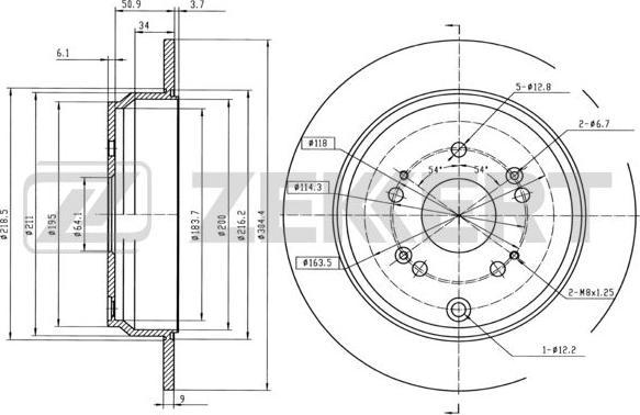 Zekkert BS-5386B - Тормозной диск autodnr.net