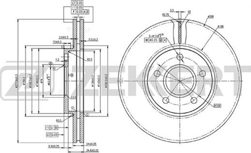 Zekkert BS-5394 - Тормозной диск avtokuzovplus.com.ua