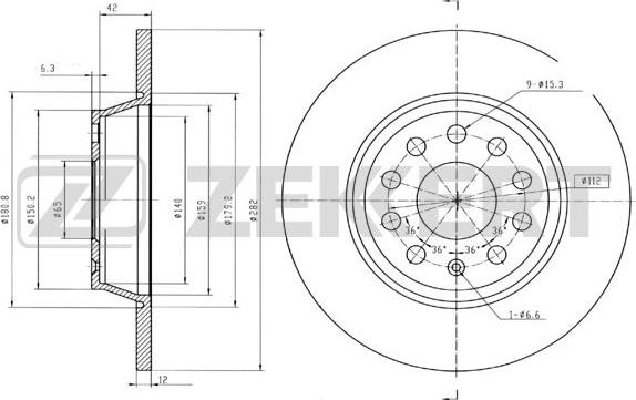 Zekkert BS-5398B - Тормозной диск autodnr.net