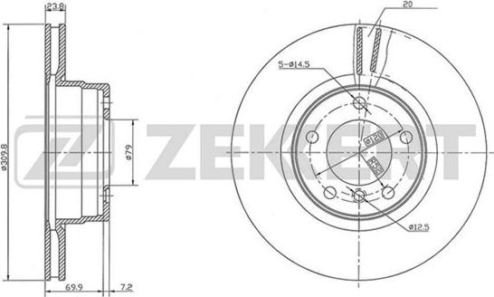 Zekkert BS-5400 - Тормозной диск avtokuzovplus.com.ua