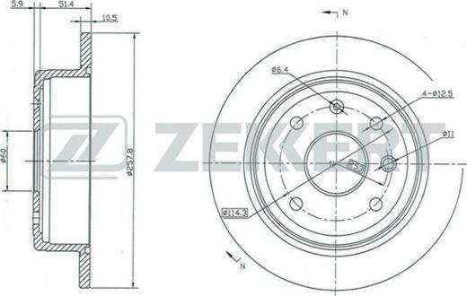 Zekkert BS-5405 - Тормозной диск avtokuzovplus.com.ua