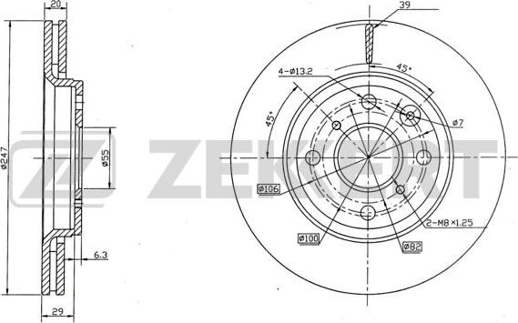 Zekkert BS-5415 - Тормозной диск avtokuzovplus.com.ua