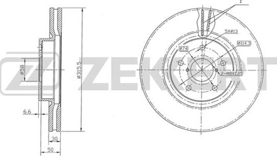 Zekkert BS-5418 - Тормозной диск avtokuzovplus.com.ua