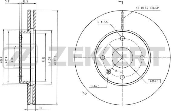 Zekkert BS-5425 - Тормозной диск avtokuzovplus.com.ua