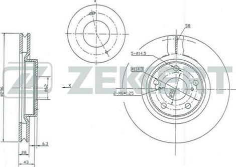 Zekkert BS-5430 - Диск торм. перед. Toyota Camry V40 06-  Rav 4 A30 05-  Auris E150  E180 10-  Geely Emgrand X7 autodnr.net