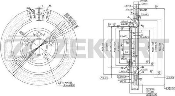 Zekkert BS-5438 - Тормозной диск avtokuzovplus.com.ua