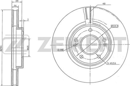 Zekkert BS-5480 - Тормозной диск avtokuzovplus.com.ua