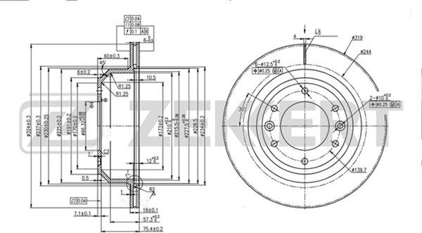 Zekkert BS-5486 - Тормозной диск avtokuzovplus.com.ua