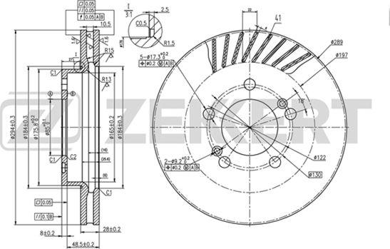 Zekkert BS-5490 - Тормозной диск avtokuzovplus.com.ua