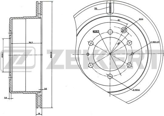 Zekkert BS-5494 - Тормозной диск avtokuzovplus.com.ua