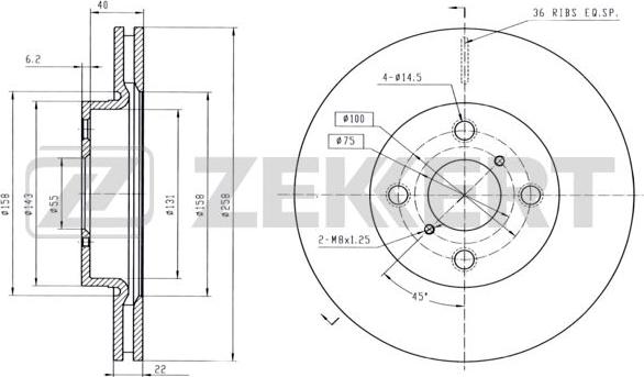 Zekkert BS-5507B - Тормозной диск avtokuzovplus.com.ua