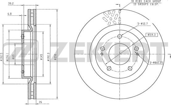 Zekkert BS-5511 - Тормозной диск avtokuzovplus.com.ua