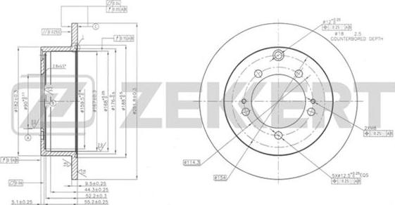 Zekkert BS-5513 - Тормозной диск avtokuzovplus.com.ua