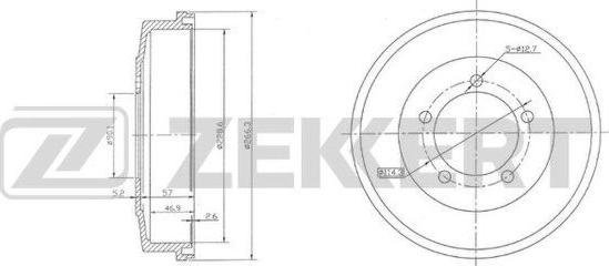 Zekkert BS-5522 - Гальмівний барабан autocars.com.ua