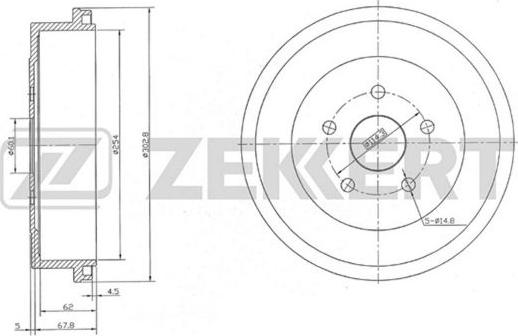 Zekkert BS-5553 - Гальмівний барабан autocars.com.ua