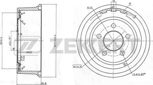 Zekkert BS-5560 - Гальмівний барабан autocars.com.ua