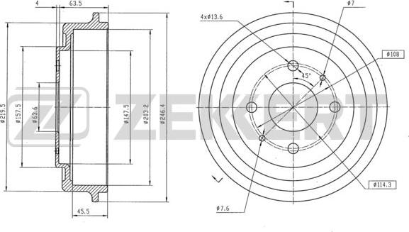 Zekkert BS-5564 - Гальмівний барабан autocars.com.ua