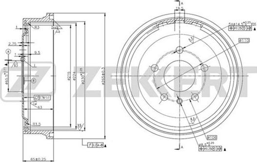 Zekkert BS-5574 - Тормозной барабан avtokuzovplus.com.ua