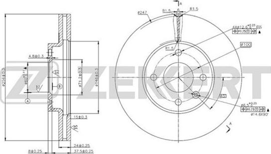 Zekkert BS-5593 - Гальмівний диск autocars.com.ua